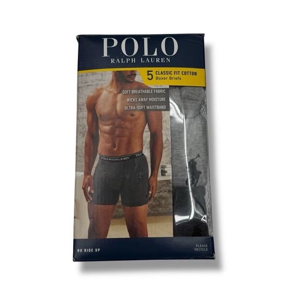 Polo Ralph Lauren Men's Classic Fit Cotton Boxer Briefs 5 Pack Sz M NEW - Picture 2 of 7